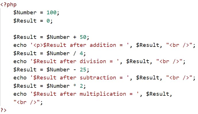 Arithmatic Example Script