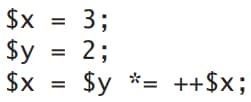 precedence example with multiplication assignment operator