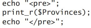 print_r function inside pre tags
